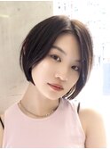 ショートボブ/ボブ/黒髪ボブ/パツっとボブ/結べるボブ/縮毛矯正