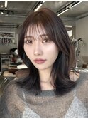 ロングレイヤーカットラベンダーグレーアッシュグレージュ美髪