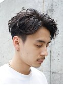 メンズ刈り上げセンターパートツイストスパイラルパーマ黒髪原宿