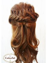 カラフル ヘアー(Colorful hair)&nbsp;大人かわいい♪編み込みリボン風ハーフアップ