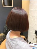 オレンジカラー×パツっとボブ