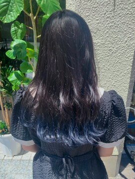 ユッカ エコル 塚口(YUCCA ekolu) 【ekolu 谷】ブリーチ1回/裾カラー/ダークアッシュ/ネイビー