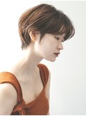 丸みショート・ボブ/丸顔/前髪あり/絶壁解消/40代/30代/長め