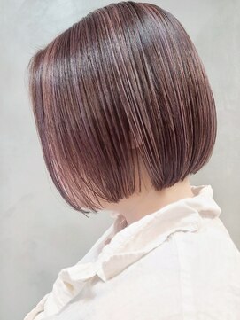 エリマ 横浜西口(elima) ブリーチなしダブルカラーピンクベージュミディアムボブ20代30代