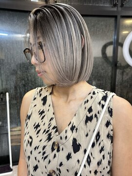 ヌエン 渋谷(NU/EN) 大人切りっぱなしボブバレイヤージュエアタッチハイライトカラー