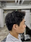 刈り上げアップバングスパイキーショートパーマスパイラルパーマ