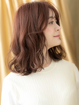 カバーヘア 上尾西口店(COVER HAIR) バーガンディエアウェーブパーマ小顔ミディアム317Z上尾30代!