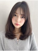 艶感うる艶髪結べるボブ斜めバングピンクベージュこなれヘア