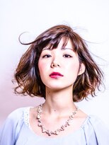 ノブ ヘアデザイン 能見台店(NOB hairdesign) ゆるふわボブ×ワイドバング×アプリコットオレンジ