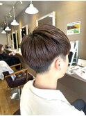 ツイストスパイラルパーマツーブロックマッシュメッシュフェード