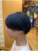 ブリーチカラーブルーブラックポイントカラーマンバンヘア美容室