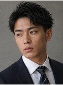 前髪なし アップバング ツーブロック ビジネスヘア