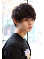 ネイビー(NAVY)&nbsp;サイドパートスパイラルマッシュ