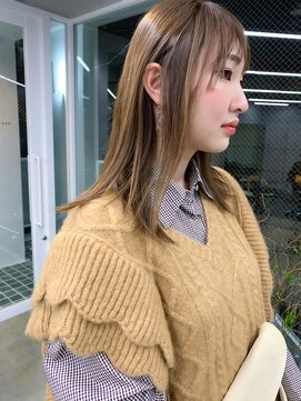 ヌード(nude) 【nude仲井】細いハイライトで作るアッシュベージュ/ミディアム