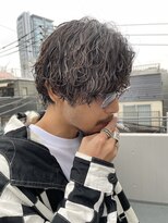 かきあげミディアム波巻きスパイラルパーマ無造作パーマ