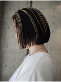 似合わせカット ハイライトカラー 小顔カット 色っぽボブ