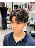 ビジネスメンズショートリクルート七三かき上げヘアツーブロック