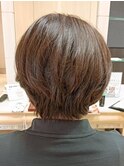 ミセス 大人かわいい丸みショートボブスタイル 白髪染め