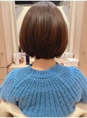 大人ショート似合わせイメチェン美髪グレージュミニボブ40代