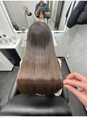 ロングヘアーモカブラウン髪質改善　赤坂見附