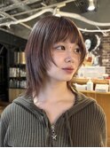 顔まわりレイヤーボブレイヤーウルフペールピンクラベンダー
