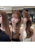 韓国ヘア　2wayバング  レイヤーカット くびれヘア  顔周り