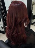 ＊ブリーチなしダークレッドブラウンボルドーカラーワインレッド