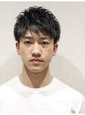メンズくせ毛風無造作アイロンパーマツーブロックバーバー