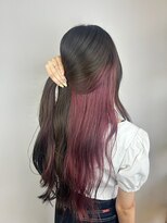 ヘアデザイン アンジェロカフェ(Hair Design Angelo cafe)&nbsp;ピンクインナーカラー/ロングスタイル/20代30代40代