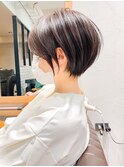 絶壁解消×マロンベージュ×40代×前髪長め大人ショートボブ永