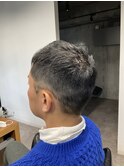 ツーブロックかき上げビジネスショートスタイル