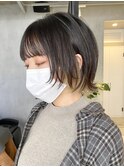 調布レディースショート丸みボブワンカラーショコラグレージュ