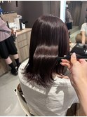切りっぱなしボブ×カシスレッド