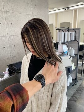 ウル 岡山駅店(ULu.) ハイライトハイトーンダブルカラー20代30代40代前髪長めULu