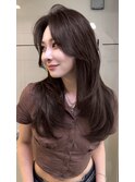 秋冬人気ダークモカブラウン×ワンカールで可愛いレイヤー