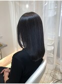大人可愛い30代40代50代黒髪◎レイヤーロングストレート縮毛矯正