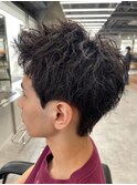 ビジネスショートメンズマッシュツイストパーマツーブロック