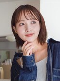 大人ボブ 外ハネ ストレート シアーカラー セミディ