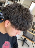 波巻きパーマメンズパーマメンズヘアツーブロックツイストパーマ