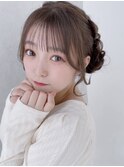 シースルーぱっつんふわふわシニヨンお団子ヘア
