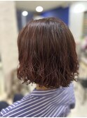 チェリーピンク パーマボブ