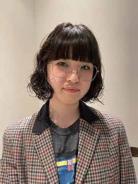 ビファインクーアヴェダ(Be fine coo AVEDA) 重めボブパーマ 前髪パーマなしスタイル