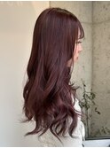 ワインレッド　ダブルカラー　暖色カラー　ロング