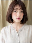 ミルクティーカラー小顔Aラインワンカールボブ315X大宮30代40代