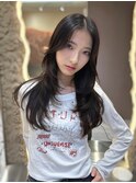ミニウルフチェリーブラウンブリーチなしレイヤー韓国前髪/池袋