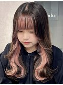 前髪インナー/イヤリングカラー/インナーカラー/ピンクカラー