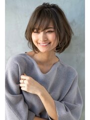 ２０代３０代４０代大人かわいい小顔ひし形ふんわりボブ