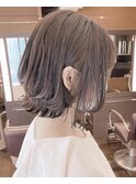 小顔イメチェン、ラベンダーカラー前下がりくびれボブ