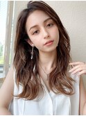 顔型別ヘアスタイル小顔マロンベージュロング20代30代吉祥寺