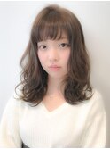 【遠藤】ナチュラルベージュブラウン外ハネミディアム20代30代